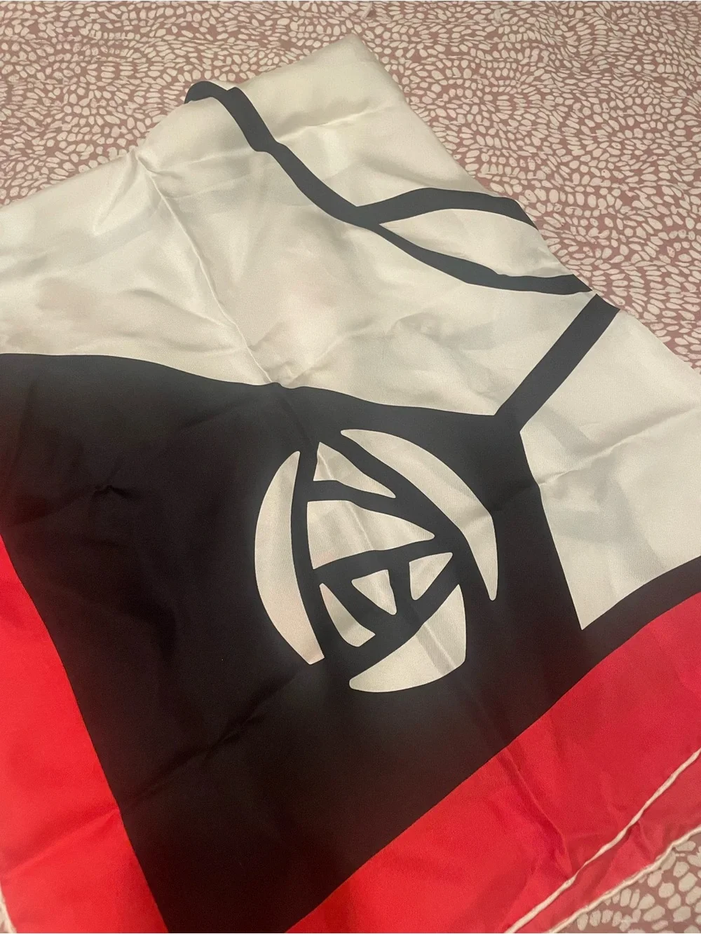 Loewe Red Black and Cream Graphic Silk Scarf
